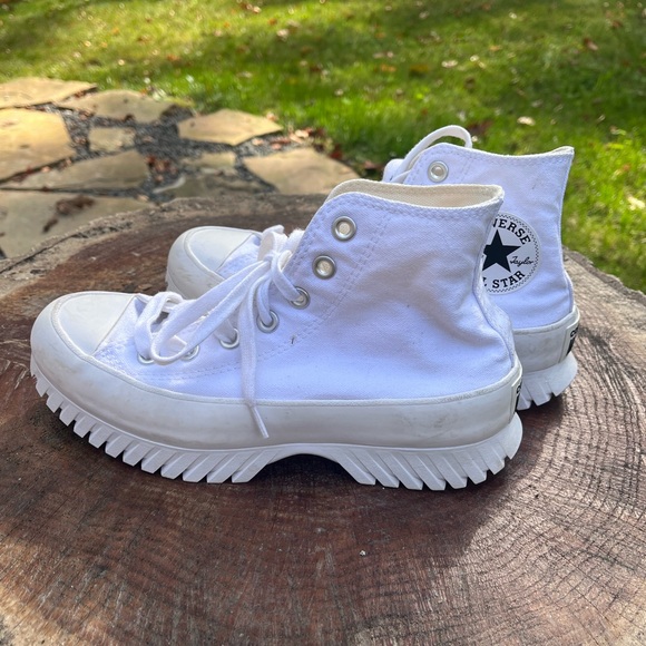 Converse Lug Sole White Stan Smith High Tops Size 6.5 - Picture 1 of 10